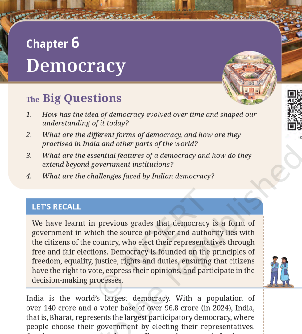 Class 9 Social Science Understanding Society India and Beyond Chapter 6 Democracy Excercise Questions and Answers