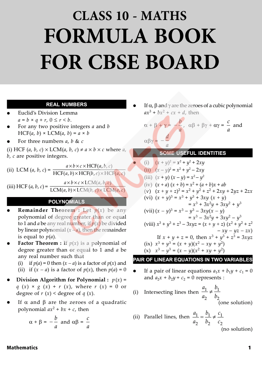Formula notes